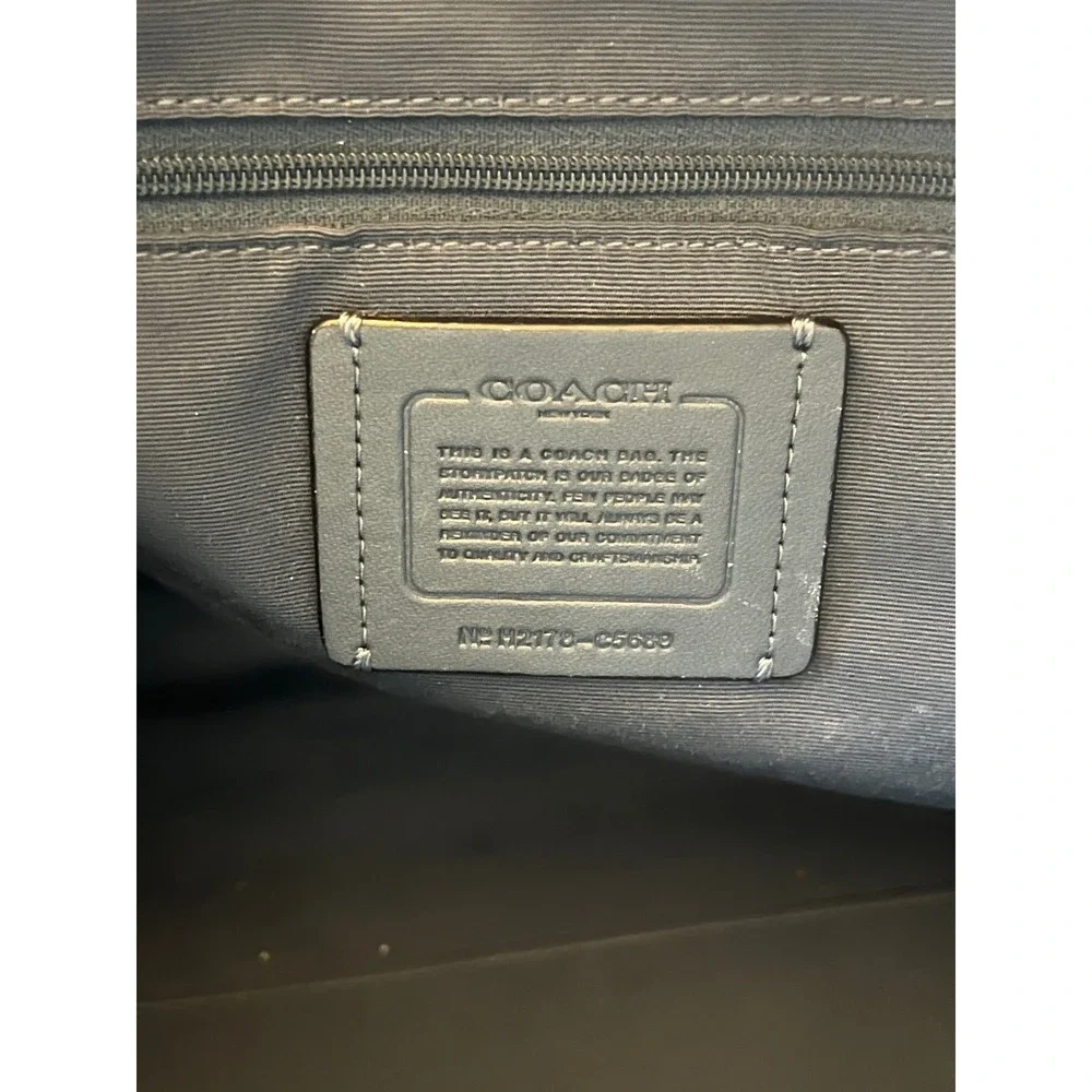 Coach Kleo Carryall Bag Teal‎ and Navy Blue Pebbled Leather Suede Handbag